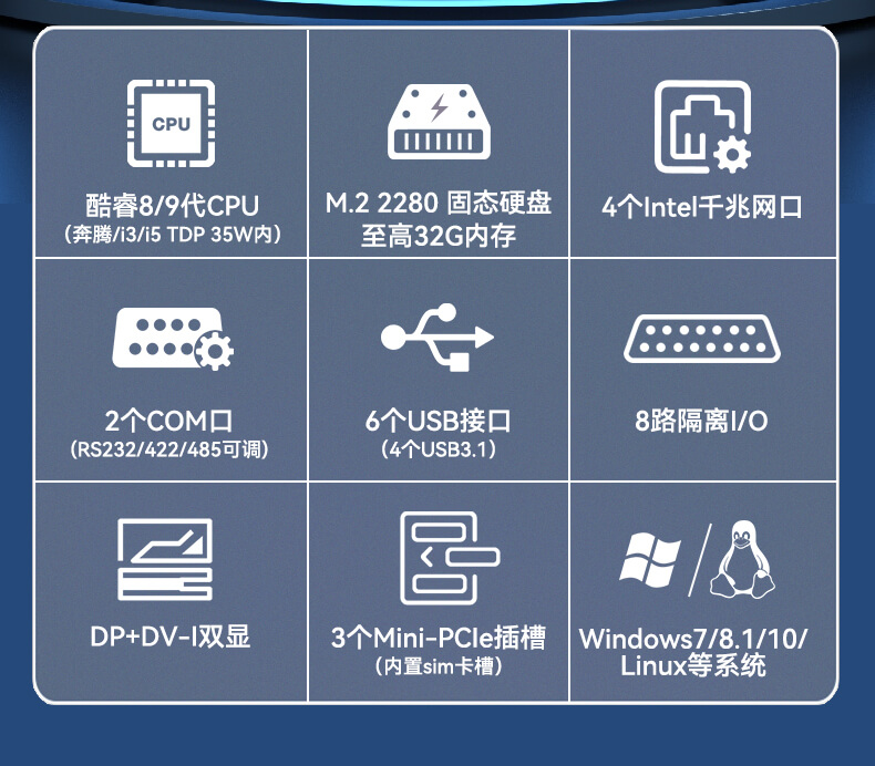 PA视讯网无风扇嵌入式工控机,环境监测工业电脑,DT-3004-H310